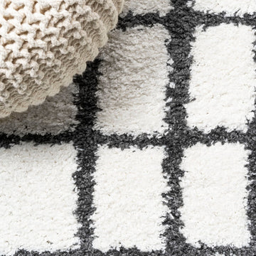 Arenal Geometric Grid Shag Area Rug